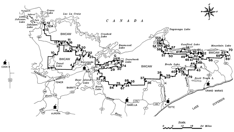 Map of BWCA Entry Points, Courtesy of US Forest Service