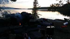 Sunset over the lake after dinner