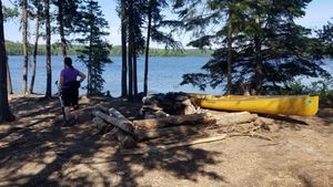 View of Campsite from tent pads looking out to lake