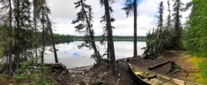 Rustic campsite at the portage from Hatchet to Peterson