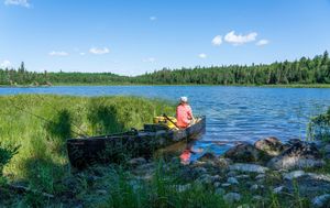 Launching into Stan Lake from Johnson Lake.