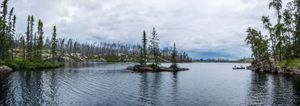 Looking for the portage – which is located just ahead to the left here.