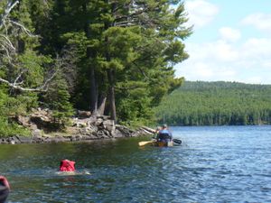 swimming to camp