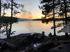 sunset on Lynx with Mark and fishermen on the water