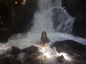 Soaking in the pool below the falls