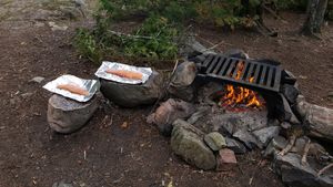 Prepping the coals