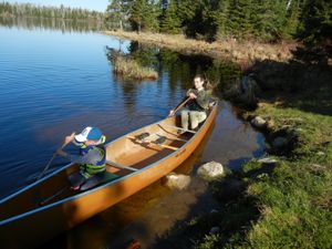 Weston and Dad in Canoe