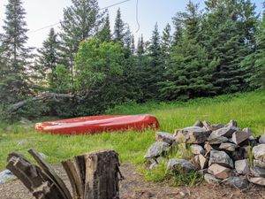 canoe in grass
