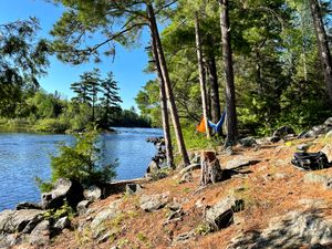 Camp slope down to water