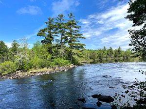 Facing northwest at rapids