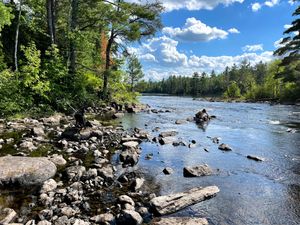 Facing south on north side of rapids