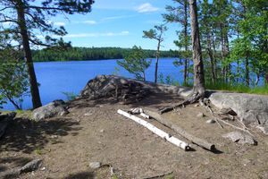 Looking toward fire pit and rock slab (north)