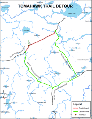 Tomahawk Detour Map