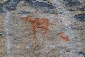 Pictograph - moose and pelican