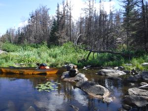 Cairn marking south entrance for portage