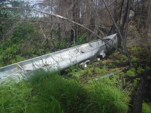 Melted canoe along portage trail