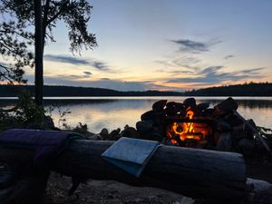 Gun Lake Sunset Fire Night 1