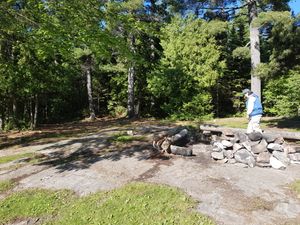 Kitchen and two tent pads in the morning
