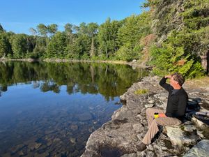 Canoe Landing with Distant Beach Basswood Campsite 1626