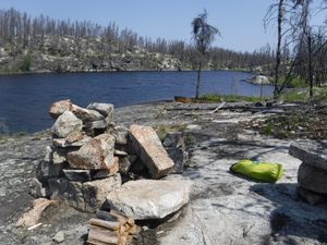 Burned out campsite with good fire pit