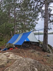 Hammock set-up on back of island
