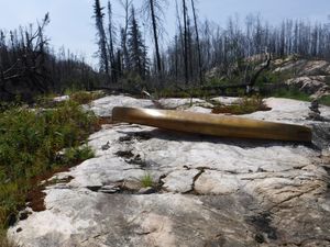 North portage entrance on rock outcrop