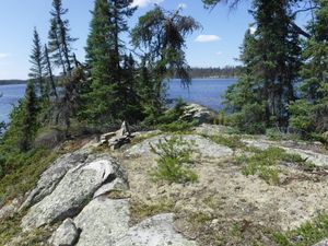 Small island campsite looking west