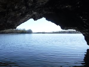 Looking out from Aegean water cave