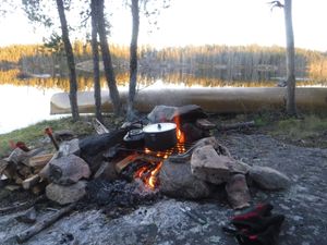 campfire cooking at MD campsite looking southeast