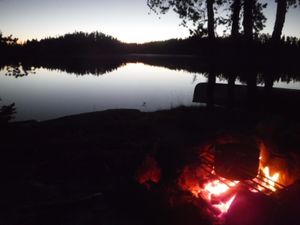 sunset campfire cooking looking east from campsite MD