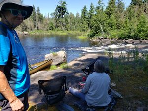 Shady lunch spot near portage