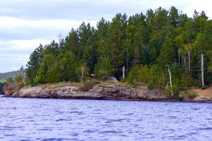 Gabimichigami island site from lake