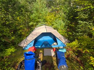 Tiny tent pad at Campsite 1543