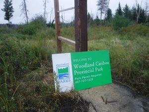 WCPP welcome sign that has fallen down looking north