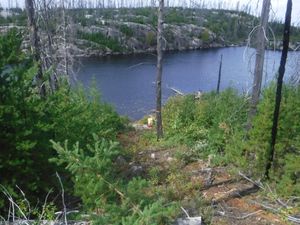 Cleared portage trail going down to north entrance