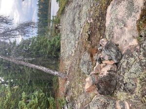 Unmarked campsite on Upper Hatchet Lake looking east