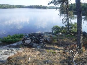 Campsite KQ fire pit looking south on Leano Lake