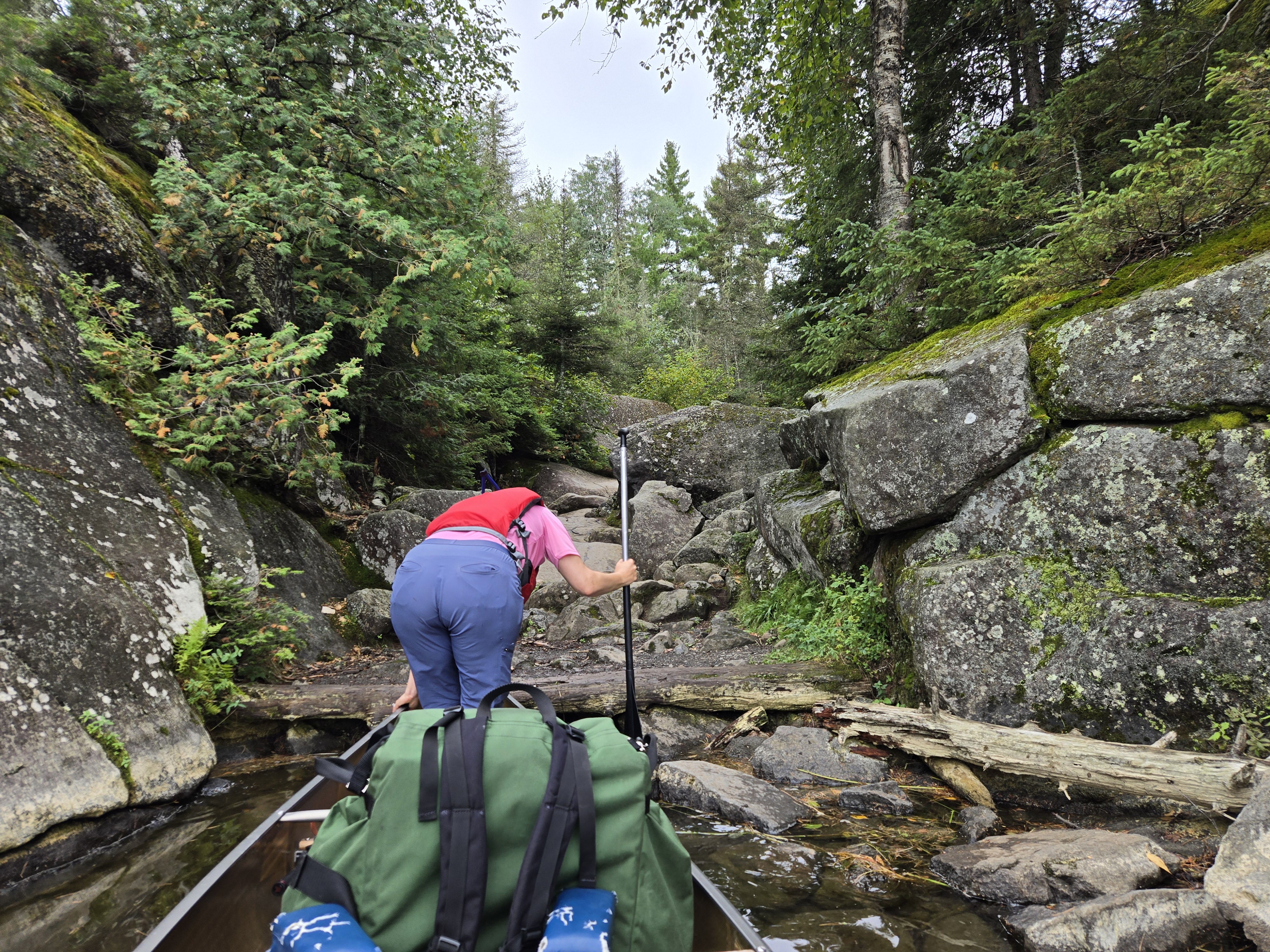 Very steep and rocky portage