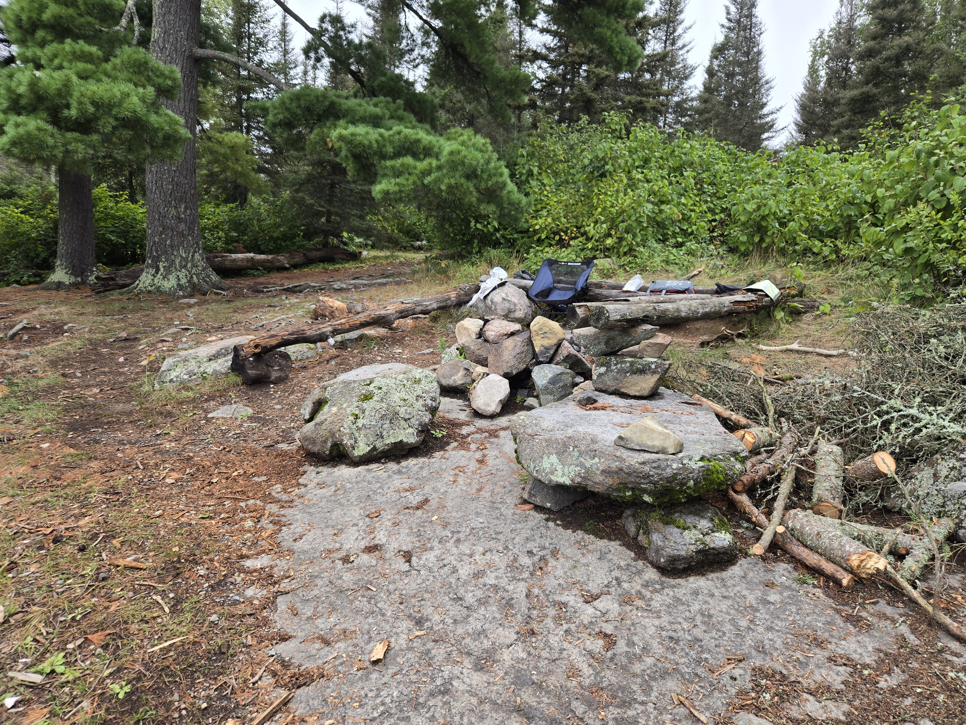 View of the kitchen and path to tent pads