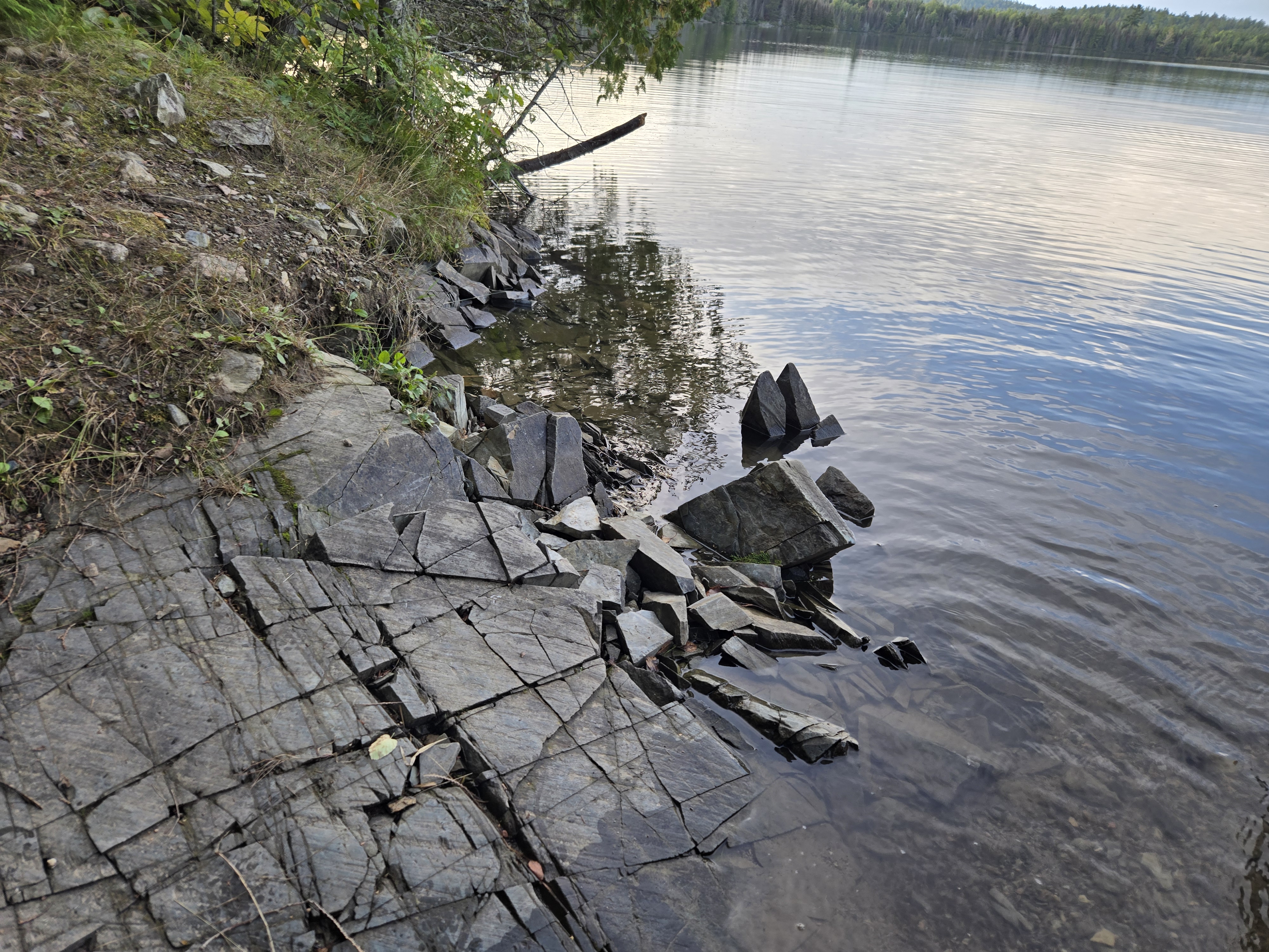 Interesting fractured rock at the Bonnie Lake end of the portage