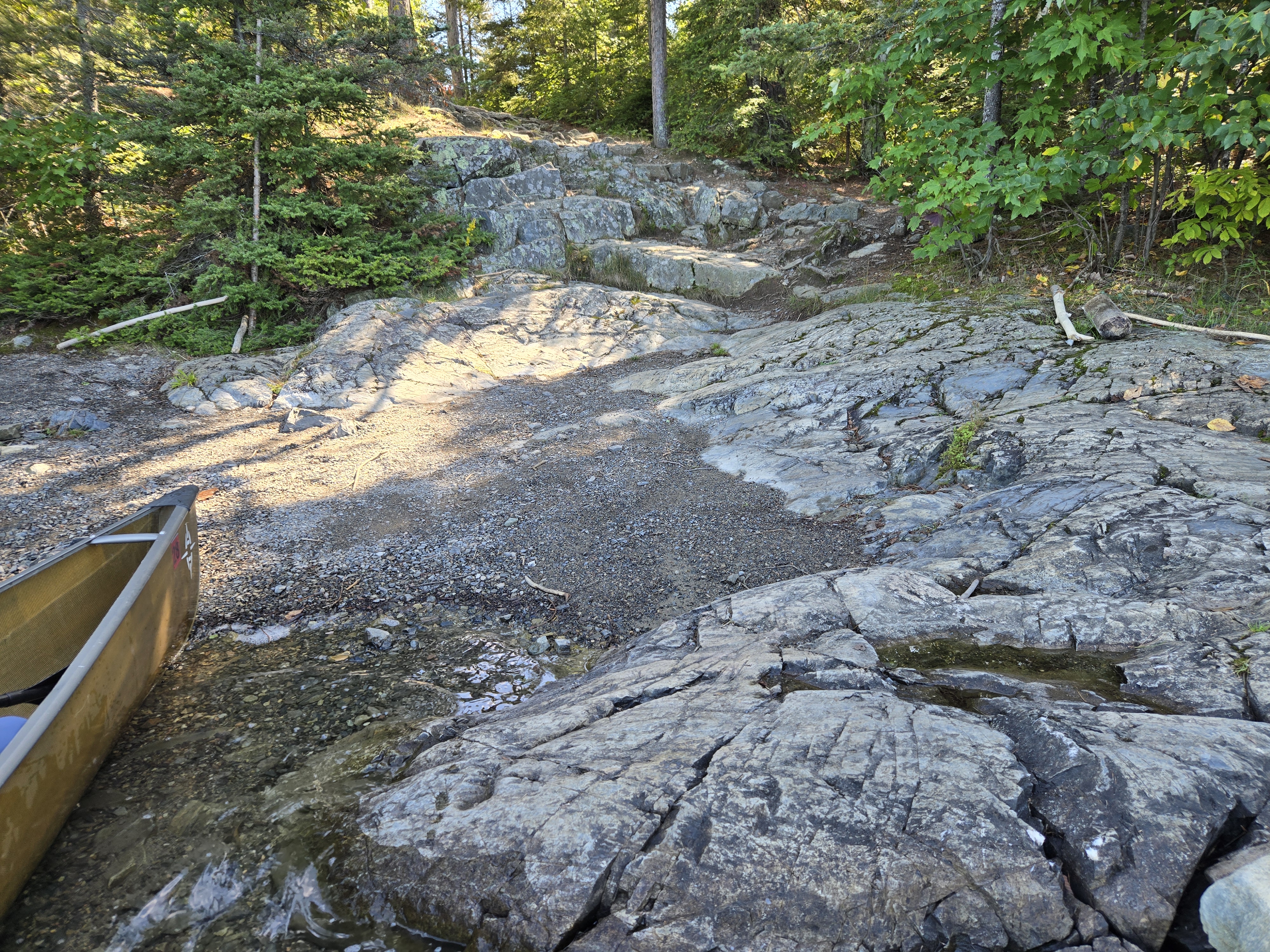 Stone steps up to main campsite