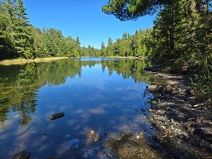 West end of portage on Seed Lake