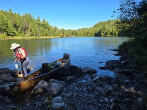 Looking upstream from eastern end of portage