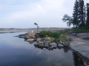unmarked island campsite looking north