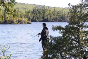 Fishing from camp