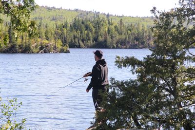 Fishing from camp