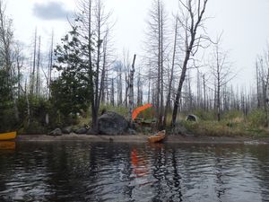 View of campsite from water