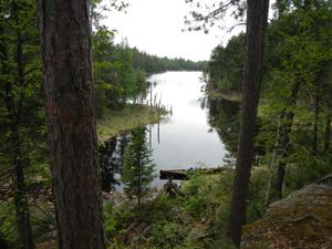 Hook Lake landing for portage to Keneu