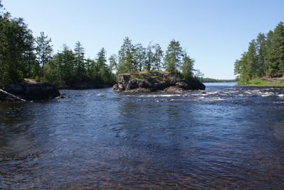 Rapids at the end of the Ivy Falls portage, Namakan River