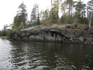 Cliff face - looks like an up-side-down canoe.